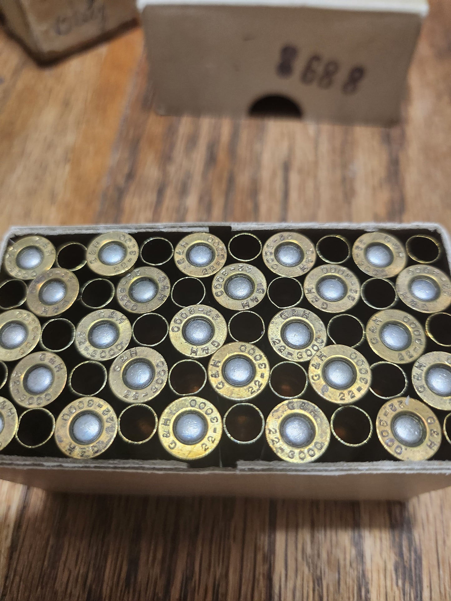 G&H .22-3000 primed cassings. Box of 50