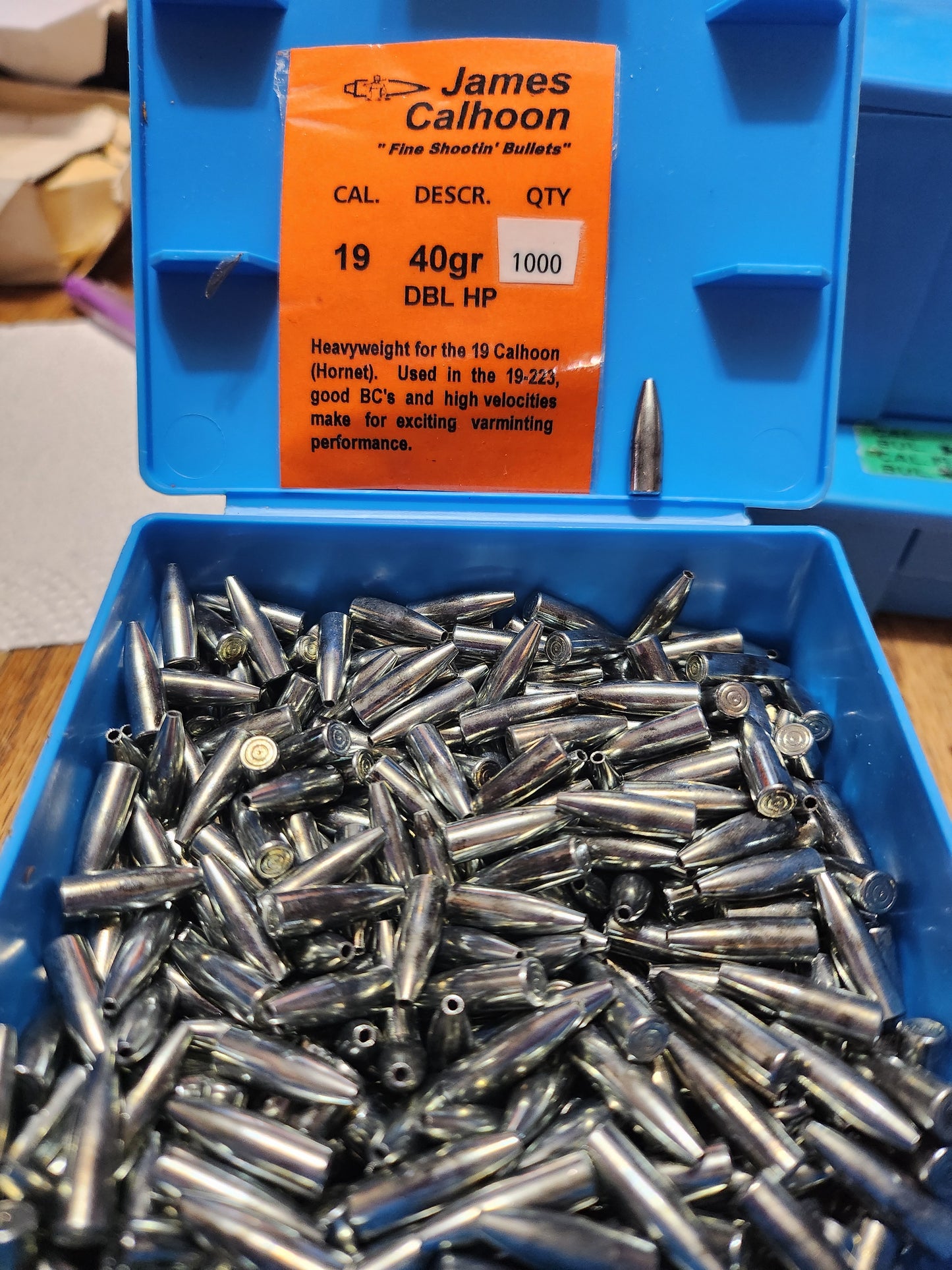 19 Caliber Calhoon 40 gr DBL HP Bullets