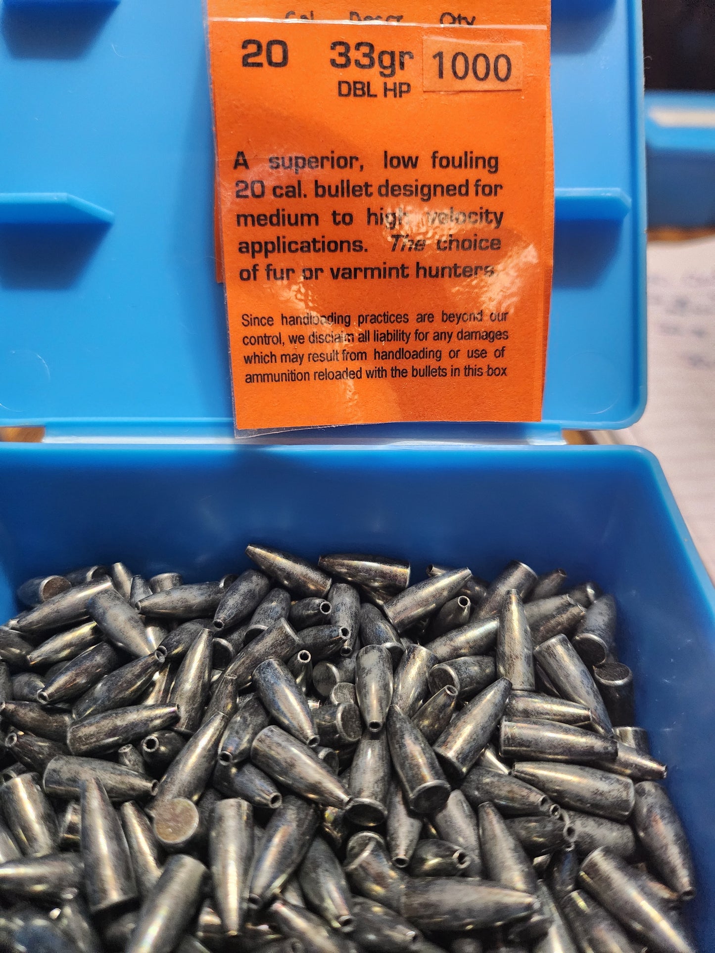 20 caliber  33gr Calhoon DBL-HP Bullets