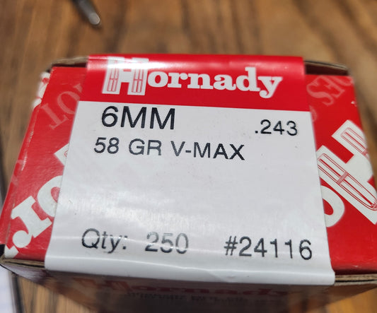 6mm 58gr V-MAX Hornady bullets