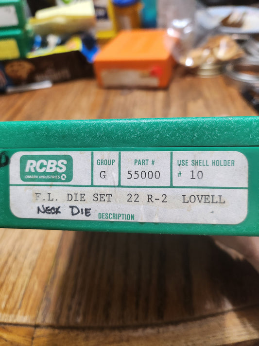 RCBS 22 R-2 LOVELL F.L reloading die with a CH neck sizer