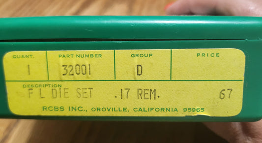 RCBS 17 Remington  F.L 3 die set group D